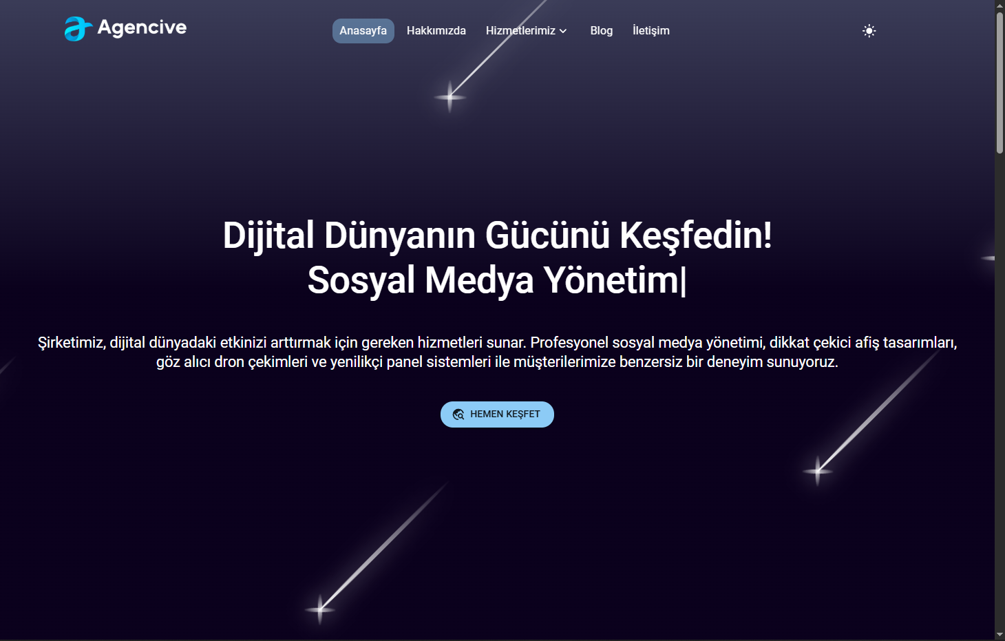 Agencive Web Sitesi - Hero Bölümü