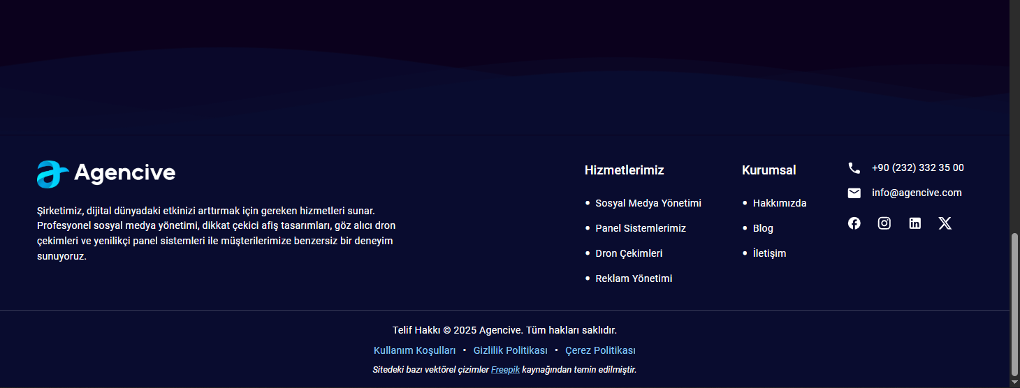 Agencive Web Sitesi - Alt Bilgi